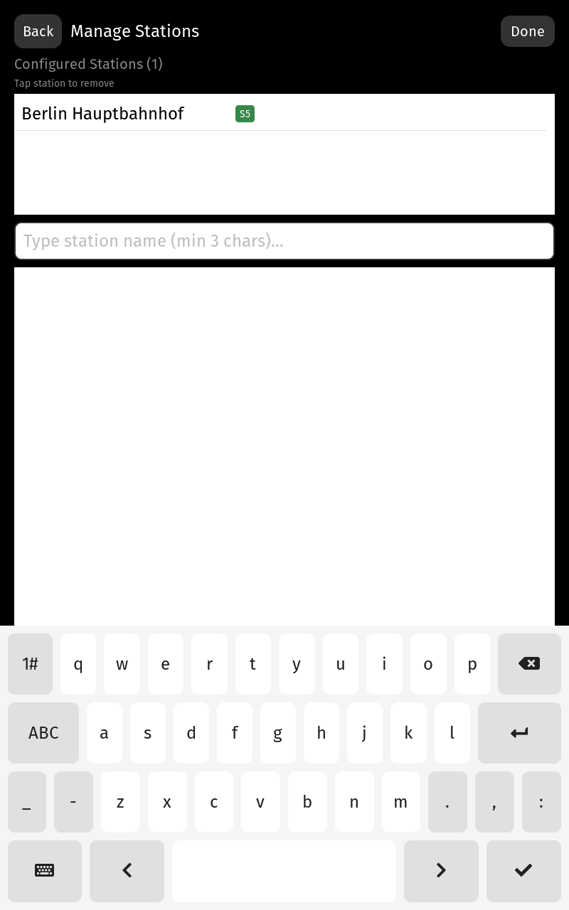 Station search with keyboard